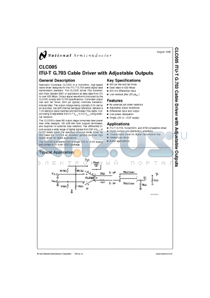 CLC005 datasheet - ITU-T G.703 Cable Driver with Adjustable Outputs