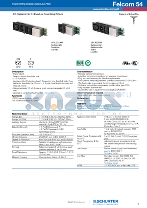 5411.1151101 datasheet - IEC Appliance Inlet C14 Modular Assembling Options