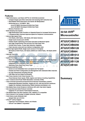 AT32UC3B0512 datasheet - 32-bit AVR^ Microcontroller