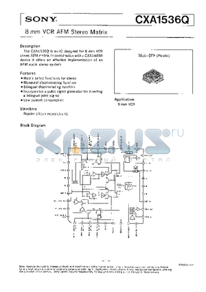 CXA1536Q datasheet - 8 mm VCR AFM STEREO MATRIX