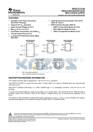 74LVC1G126DCKTE4 datasheet - SINGLE BUS BUFFER GATE WITH 3-STATE OUTPUT