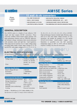 AM15E-1212S datasheet - 15 watt dc-dc converters