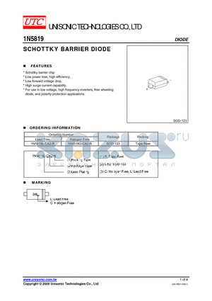 1N5819 datasheet - SCHOTTKY BARRIER DIODE