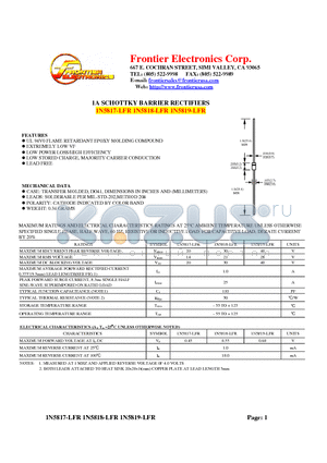 1N5819-LFR datasheet - 1A SCHOTTKY BARRIER RECTIFIERS