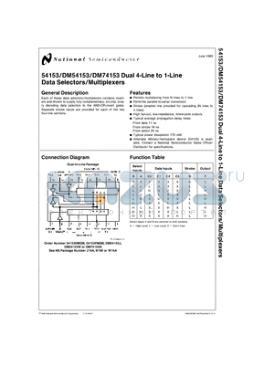 54153DMQB datasheet - Dual 4-Line to 1-Line Data Selectors/Multiplexers