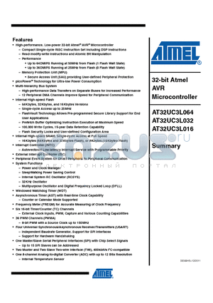 AT32UC3L016 datasheet - 32-bit Atmel AVR Microcontroller