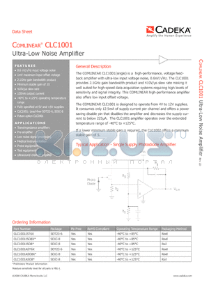 CLC1001ASO8 datasheet - Ultra-Low Noise Amplifier