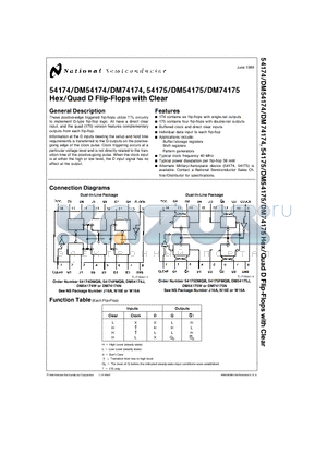 54174 datasheet - Hex/Quad D Flip-Flops with Clear