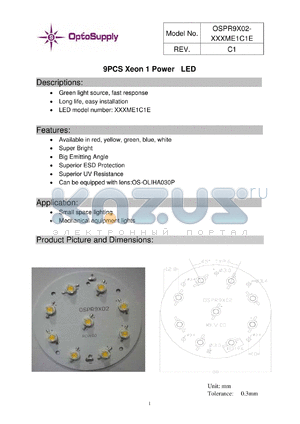 B5XME1C1E datasheet - 9PCS Xeon 1 Power LED Green light source, fast response