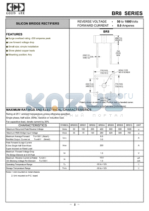 BR808 datasheet - SILICON BRIDGE RECTIFIERS