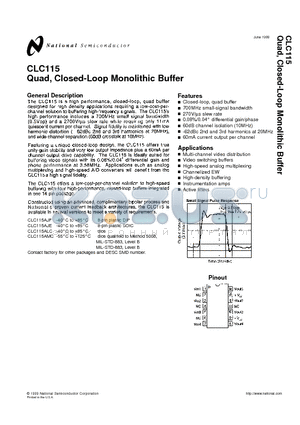 CLC115MDC datasheet - Quad, Closed-Loop Monolithic Buffer