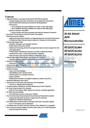 AT32UC3L064_11 datasheet - 32-bit Atmel AVR Microcontroller