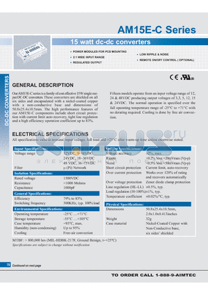 AM15E-4815SC datasheet - 15 watt dc-dc converters