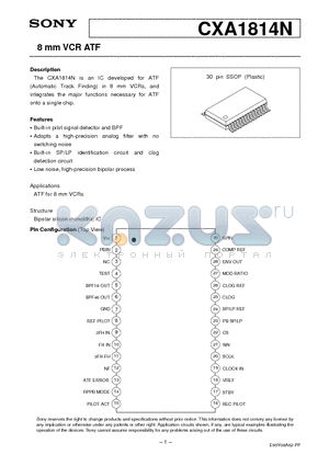 CXA1814N datasheet - 8 mm VCR ATF