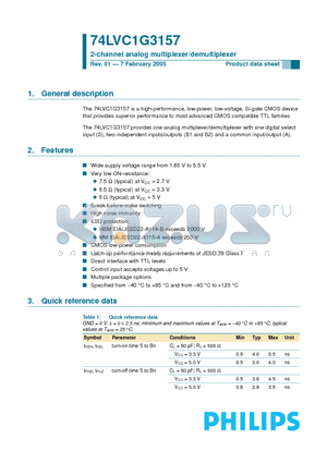 74LVC1G3157GM datasheet - 2-CHANNEL ANALOG MULTIPLEXER/DEMULTIPLEXER