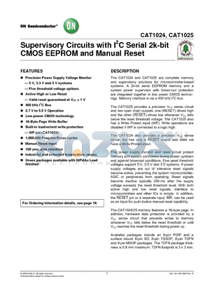 CAT1024ZI-30-GT3 datasheet - Supervisory Circuits with I2C Serial 2k-bit CMOS EEPROM and Manual Reset