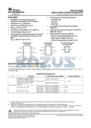 74LVC1G3208DBVTE4 datasheet - SINGLE 3-INPUT POSITIVE OR-AND GATE