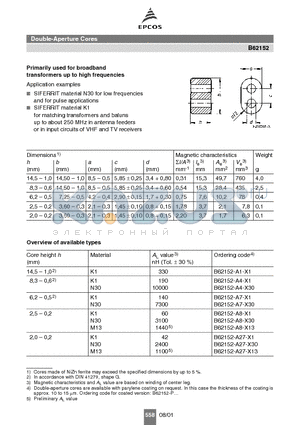 B62152-A27-X1 datasheet - Double-Aperture Cores