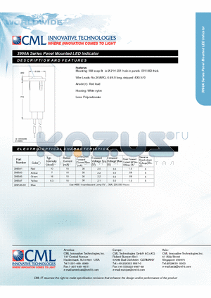 3990A5 datasheet - Panel Mounted LED Indicator