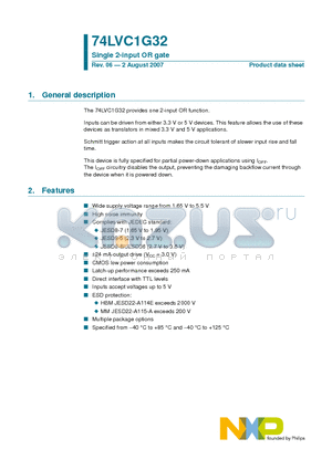 74LVC1G32GW datasheet - Single 2-input OR gate