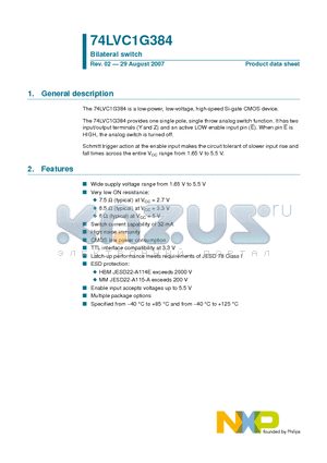 74LVC1G384GF datasheet - Bilateral switch