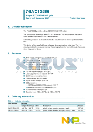 74LVC1G386GV datasheet - 3-input EXCLUSIVE-OR gate