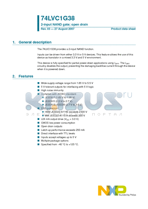 74LVC1G38GF datasheet - 2-input NAND gate; open drain