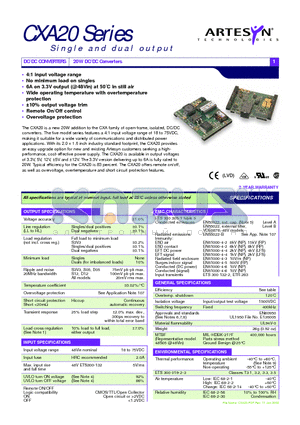 CXA20-48S12 datasheet - 20W DC/DC Converters