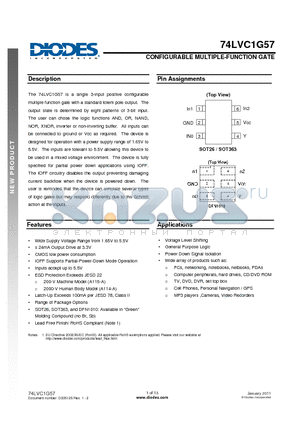 74LVC1G57 datasheet - CONFIGURABLE MULTIPLE-FUNCTION GATE