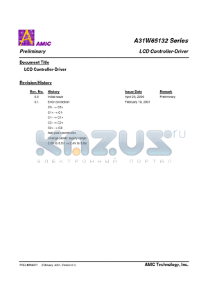 A31W65132T datasheet - LCD Controller-Driver