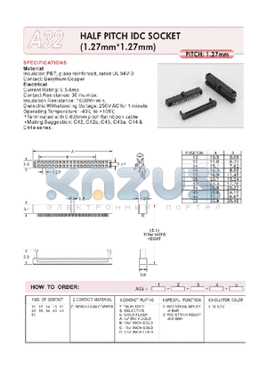 A32 datasheet - HALF PITCH IDC SOCKET