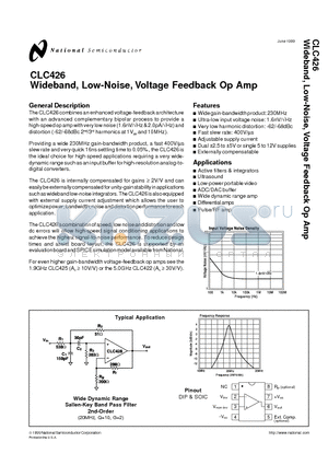 CLC426 datasheet - Wideband, Low-Noise, Voltage Feedback Op Amp
