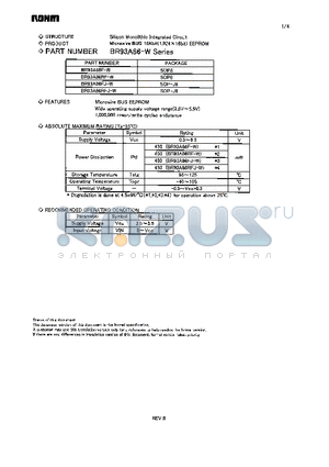 BR93A86RF-W datasheet - Microwire BUS 16Kbit(1,024 x 16bit) EEPROM