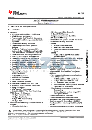 AM1707 datasheet - AM1707 ARM Microprocessor