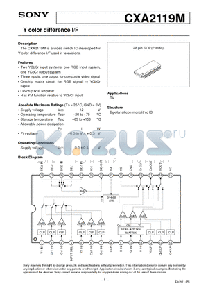 CXA2119 datasheet - Y color difference I/F