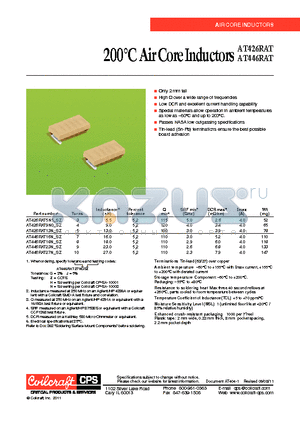 AT426RAT9N0_SZ datasheet - 200`C Air Core Inductors