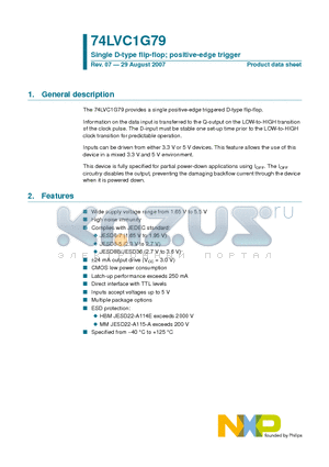 74LVC1G79GV datasheet - Single D-type flip-flop; positive-edge trigger