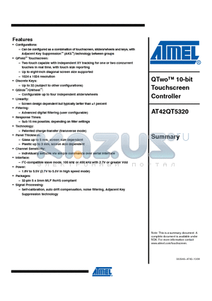 AT42QT5320 datasheet - Patented charge-transfer (transverse mode)