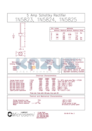 1N5823 datasheet - 5 Amp Schottky Rectifier