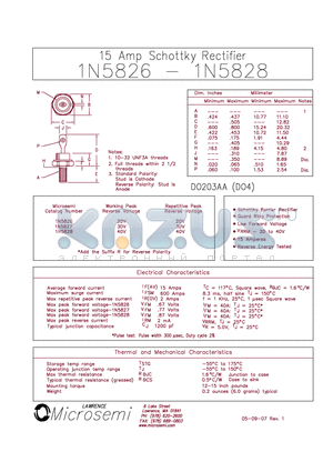 1N5827 datasheet - 15 Amp schottky Rectifier