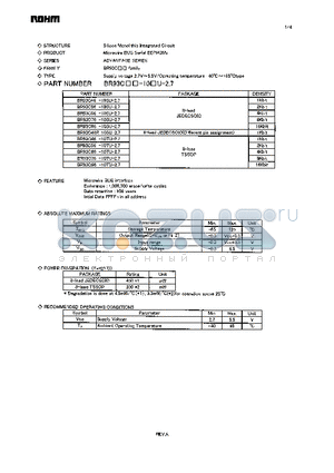 BR93C86-10SU-2.7 datasheet - Supply voltage 2.7V~5.5V/Operating temperature -40C~85C type
