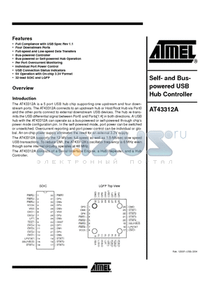 AT43312A-SC datasheet - Self and buspowered USB Hub Controller