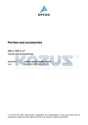 B65539C1002X001 datasheet - Ferrites and accessories