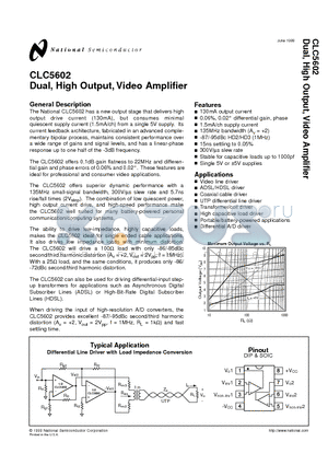CLC5602IN datasheet - Dual, High Output, Video Amplifier