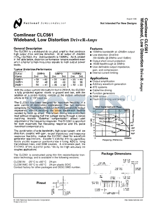 CLC561A8 datasheet - Wideband, Low Distortion DriveR-Amps