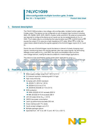 74LVC1G99GD datasheet - Ultra-configurable multiple function gate; 3-state