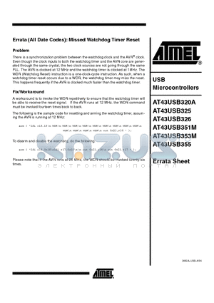 AT43USB351M datasheet - Missed Watchdog Timer Reset