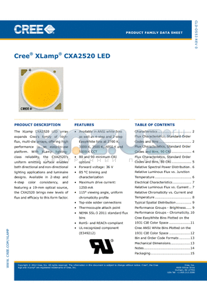 CXA2520-0000-000N0UM430F datasheet - Cree^ XLamp^ CXA2520 LED