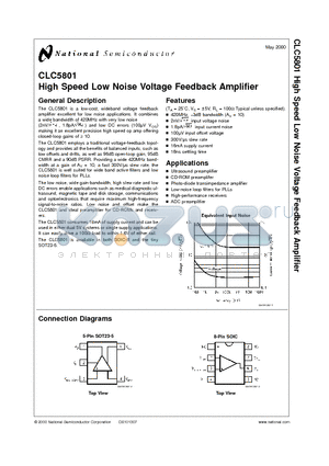 CLC5801IMX datasheet - High Speed Low Noise Voltage Feedback Amplifier
