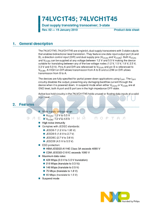 74LVC1T45 datasheet - Dual supply translating transceiver; 3-state